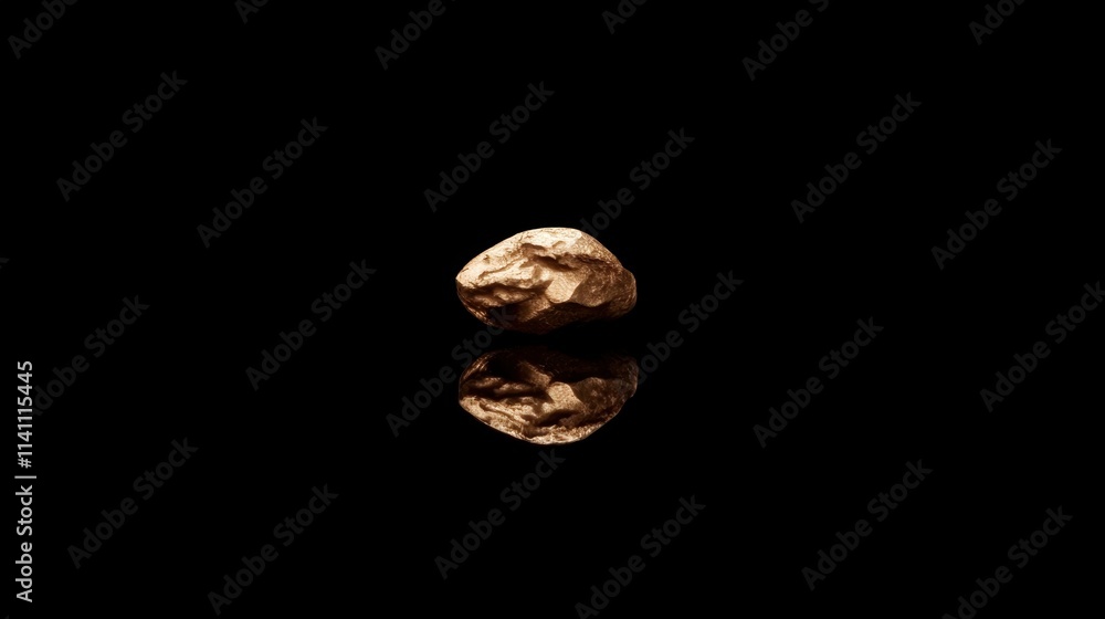 Unique Natural Stone on Black Background with Reflection Effect Unique Natural Stone on Black Background with Reflection Effect