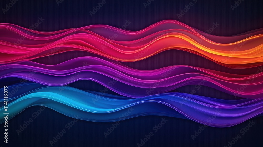 Colorful Abstract Waves with Smooth Flowing Lines on Dark Background Colorful Abstract Waves with Smooth Flowing Lines on Dark Background