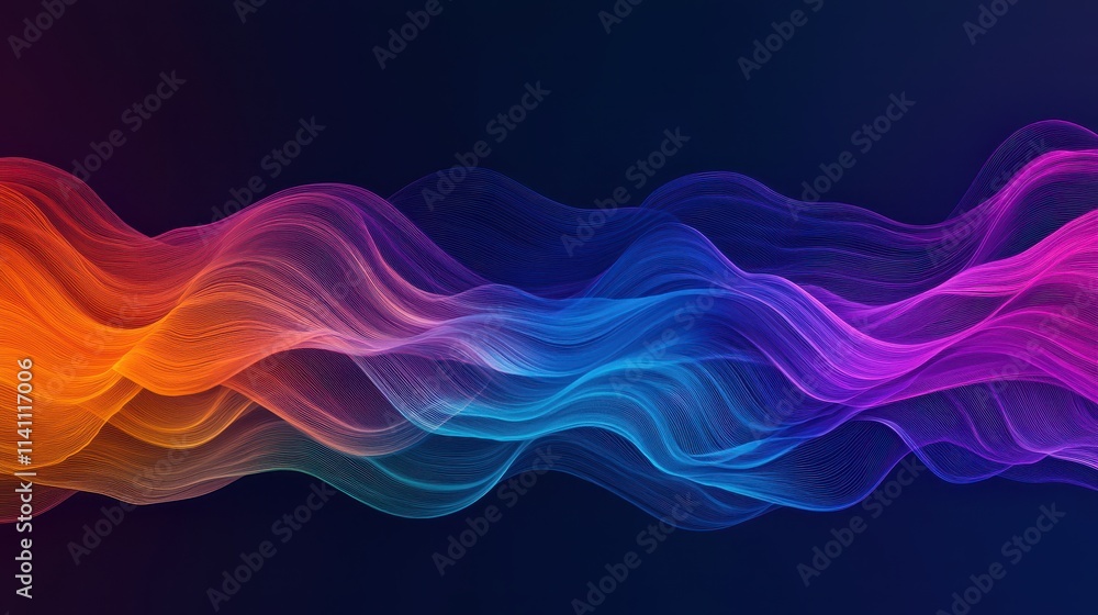 Obraz premium Vibrant Abstract Waves in Spectrum of Colors on Dark Background