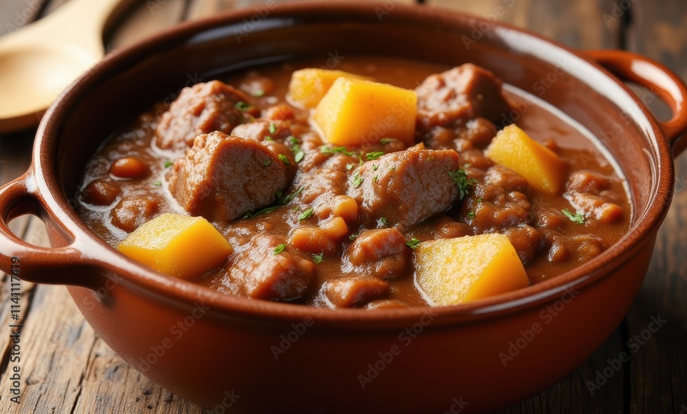 Hearty beef stew with potatoes and beans Hearty beef stew with potatoes and beans