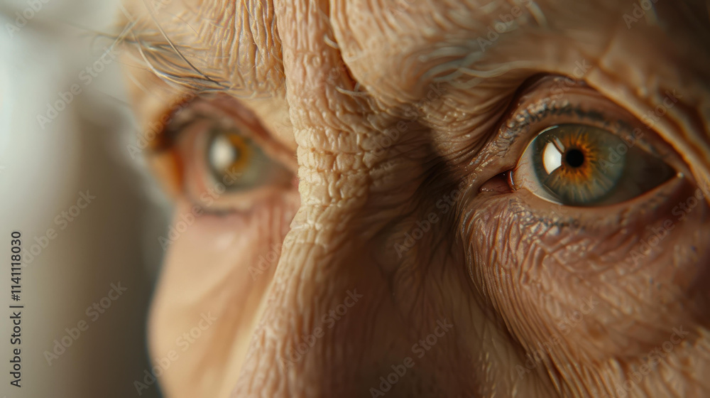 Φωτογραφία A striking and intimate shot capturing the wisdom and depth in the eyes of a very old woman, revealing her story