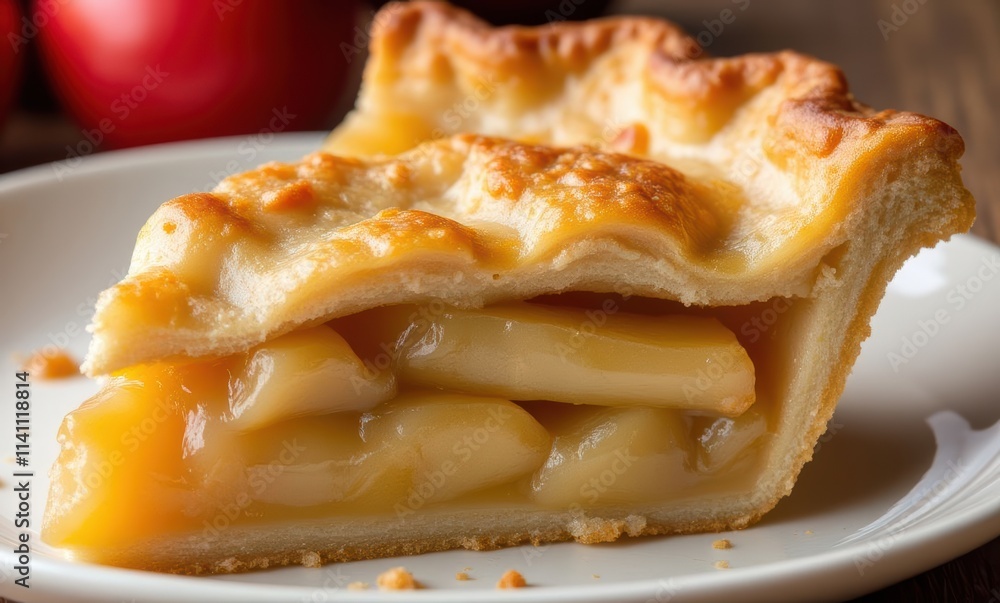 Delicious slice of apple pie on a plate Delicious slice of apple pie on a plate