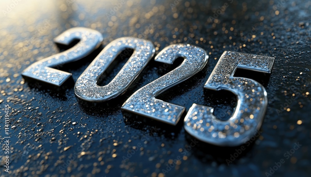 Sparkling Silver Numbers Two Thousand Twenty Five Sparkling Silver Numbers Two Thousand Twenty Five