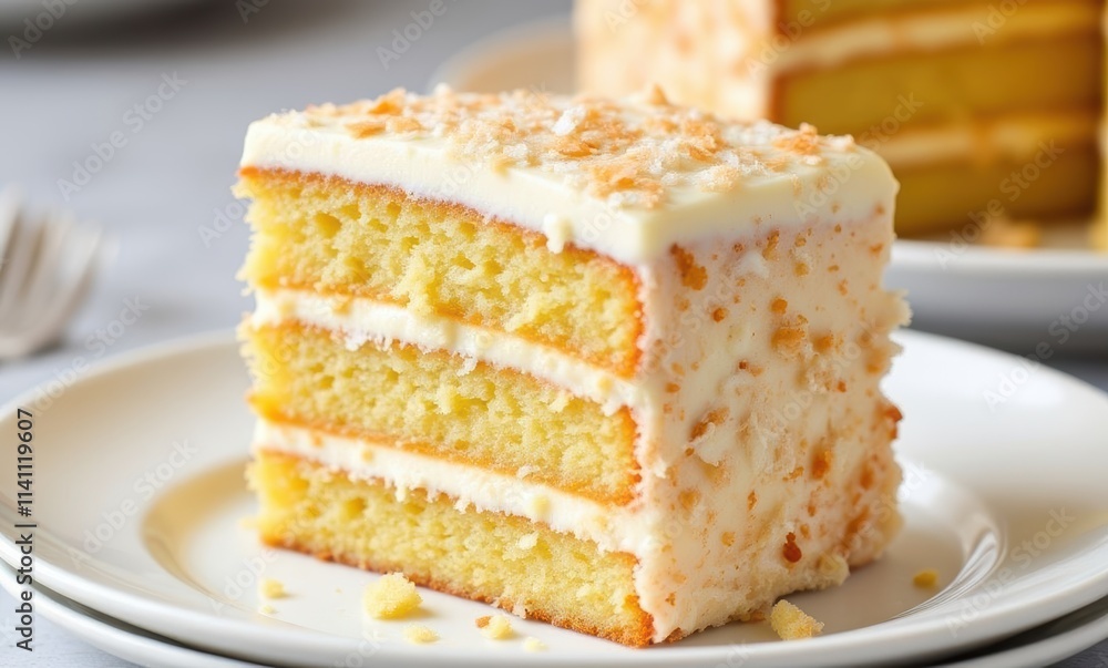 Delicious slice of layered vanilla cake Delicious slice of layered vanilla cake