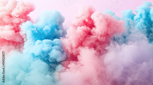 Colorful Smoke Clouds in Pink, Blue and White Background Display