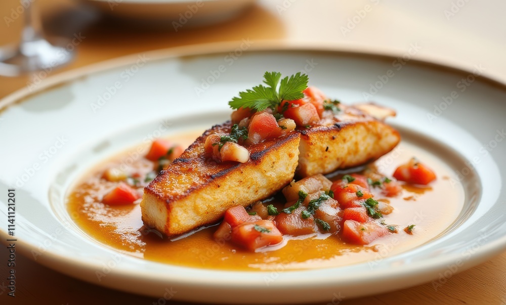 Delicious fish dish with fresh salsa Delicious fish dish with fresh salsa