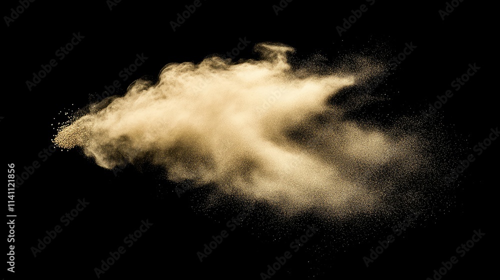 Golden Dust Cloud Against Dark Background for Creative Projects Golden Dust Cloud Against Dark Background for Creative Projects