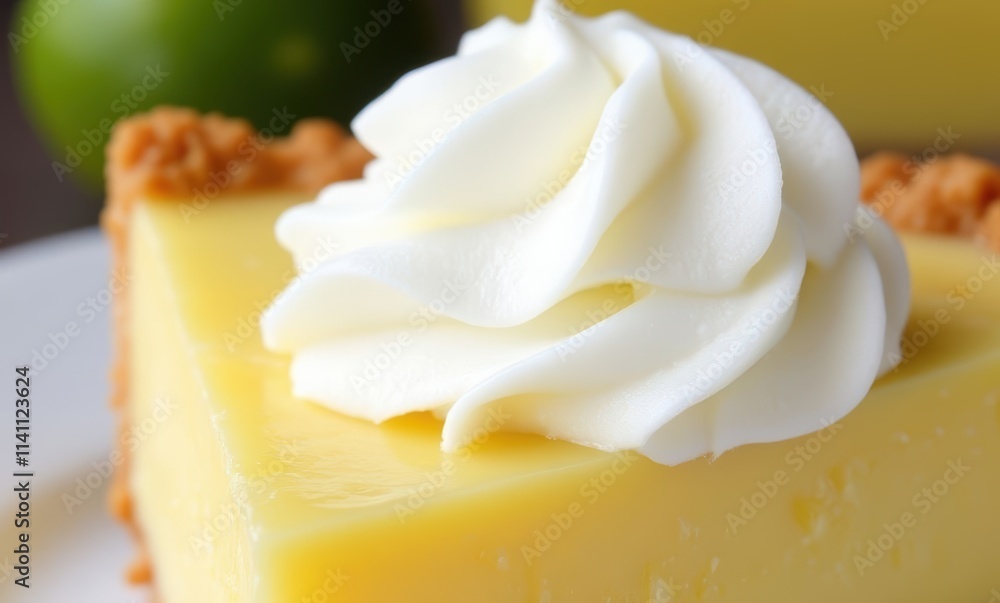 Refreshing slice of lemon pie with whipped cream Refreshing slice of lemon pie with whipped cream