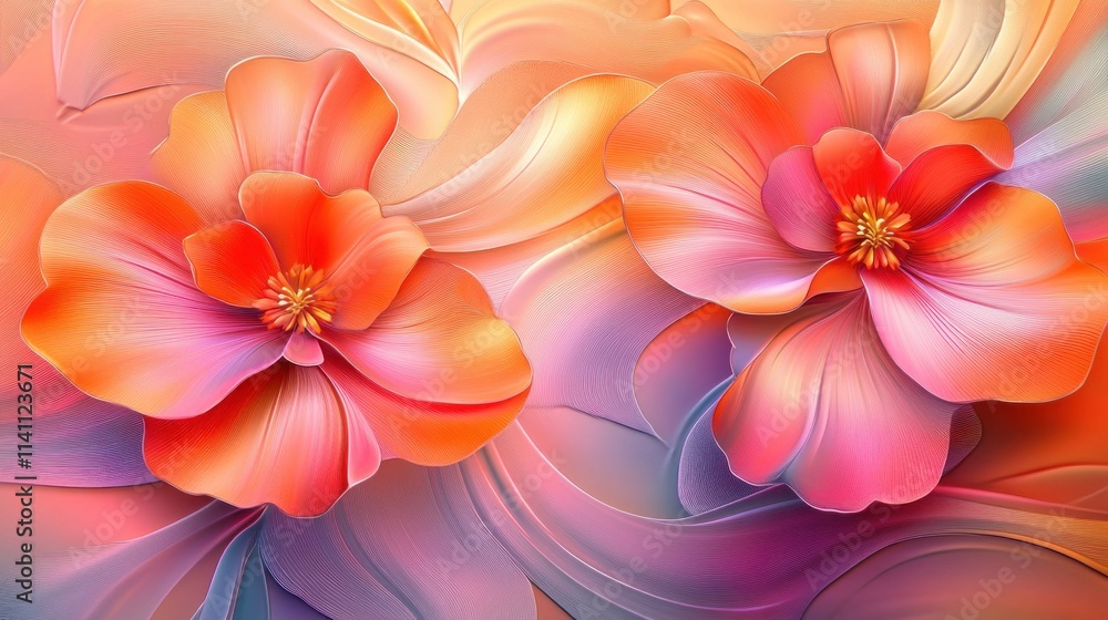 Obraz premium Abstract embossed blooming bright flowers 