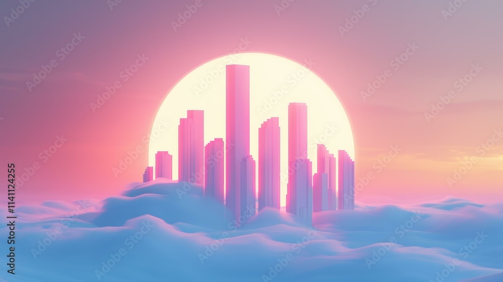 Fototapeta premium Experience a vibrant neon cityscape, filled with towering buildings and a futuristic cyberpunk vibe under a dynamic sky.