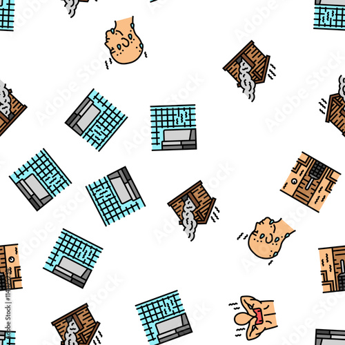 sauna bath spa relax steam room vector seamless pattern thin line illustration