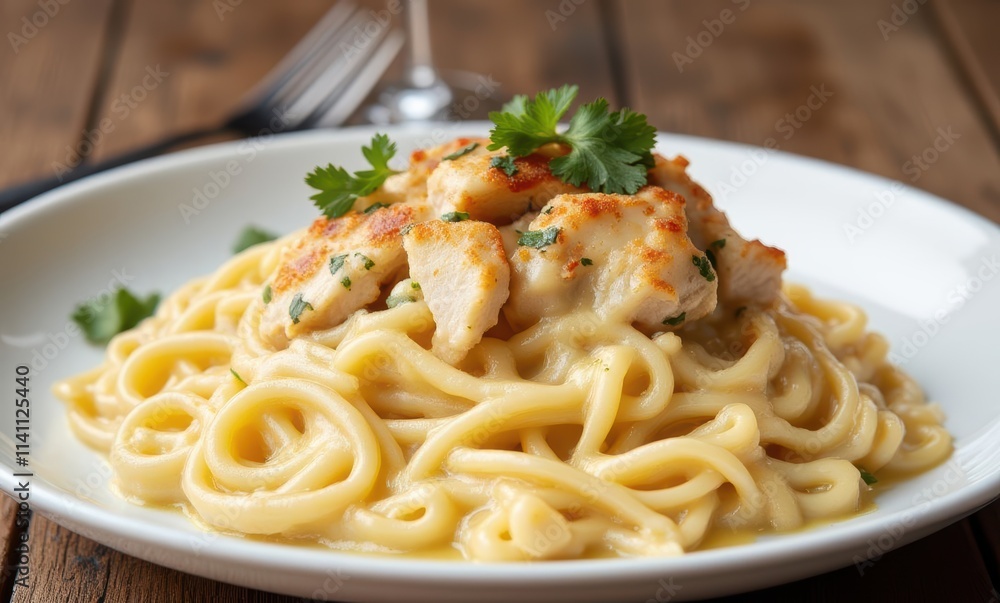 Delicious pasta with chicken and herbs Delicious pasta with chicken and herbs