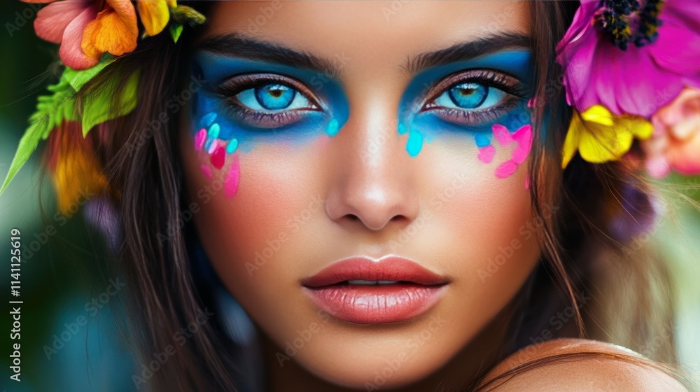 beautiful model with colored makeup beautiful model with colored makeup