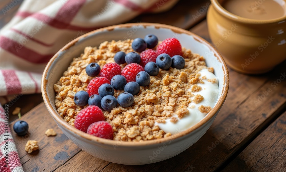 Bowl of granola with berries and yogurt Bowl of granola with berries and yogurt