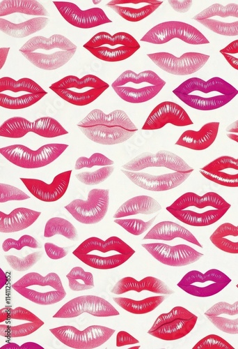 A Collection Of Red And Pink Lipstick Kiss Prints