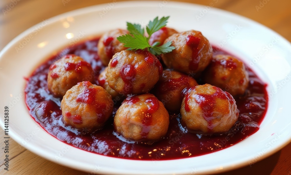 Savory meatballs drenched in sauce Savory meatballs drenched in sauce