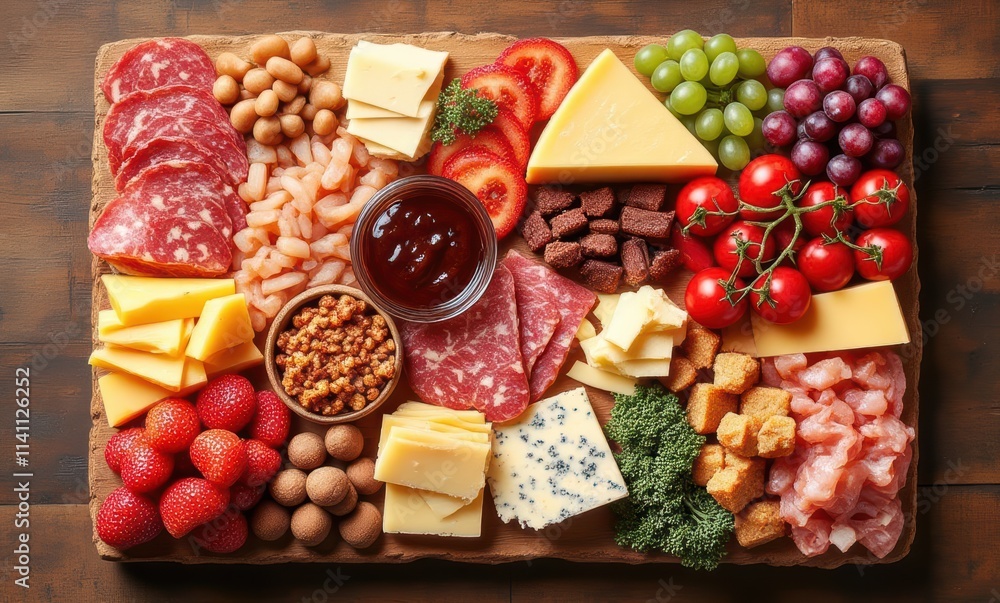 Delicious charcuterie board display Delicious charcuterie board display