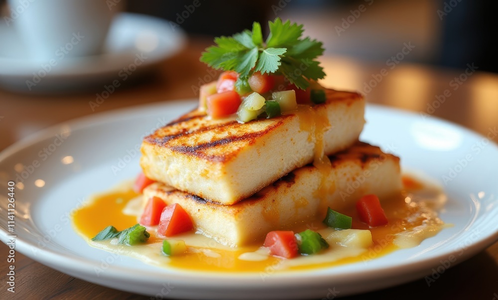 Grilled cheese slices with fresh salsa topping Grilled cheese slices with fresh salsa topping