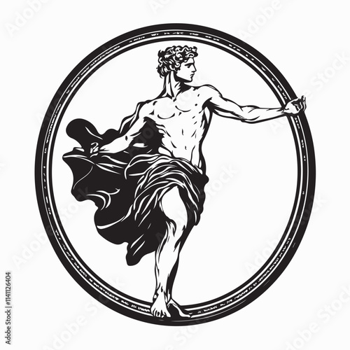 Ancient Greek God Dionysus Vector Image. Ancient Greek God Dionysus illustration isolated on white background.