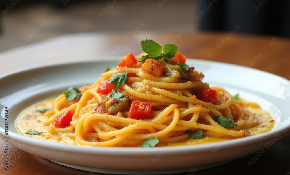Delicious spaghetti with vibrant vegetables Delicious spaghetti with vibrant vegetables