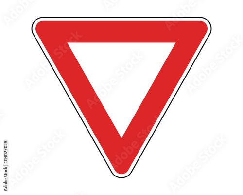 Eye-Catching Yield Traffic Sign Vector Indicating Driver Must Yield to Vehicles Approaching Intersection, Perfect for Road Safety and Traffic Management, High-Quality Vector Stock Image
