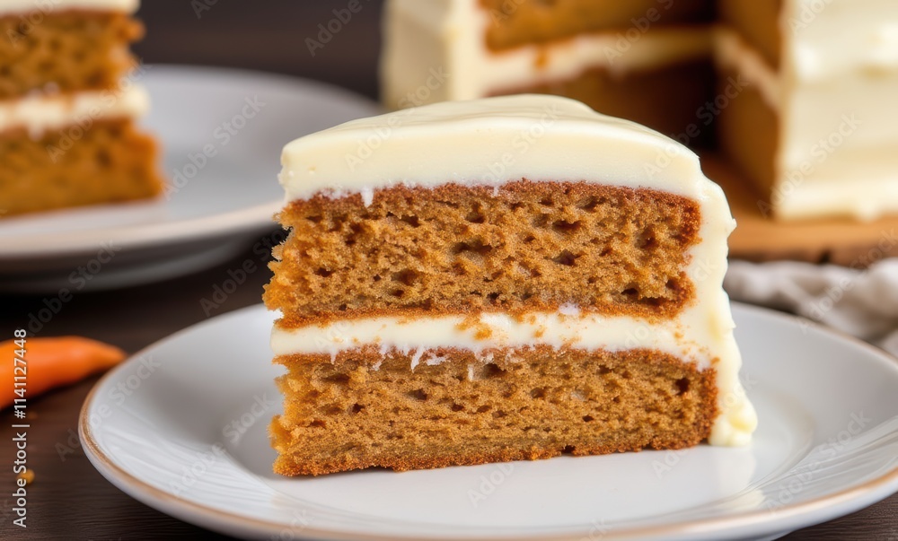 Delicious slice of carrot cake with frosting Delicious slice of carrot cake with frosting