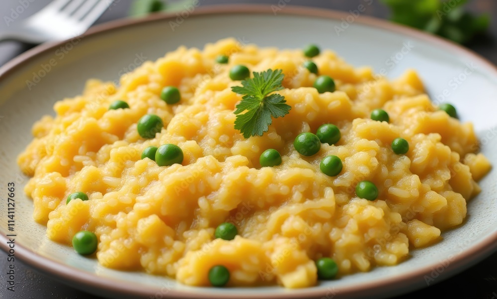 Delicious turmeric risotto with green peas Delicious turmeric risotto with green peas