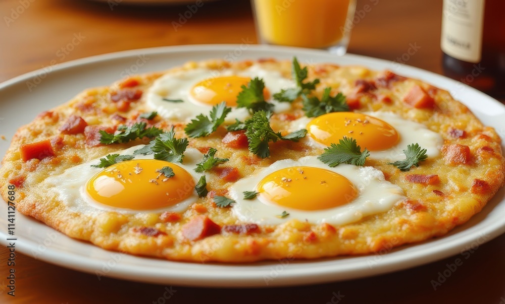 Delicious breakfast with eggs and herbs Delicious breakfast with eggs and herbs