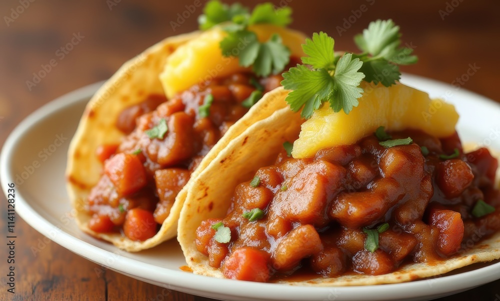 Delicious vegetarian tacos on a plate Delicious vegetarian tacos on a plate