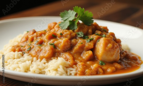 Delicious chicken curry with rice