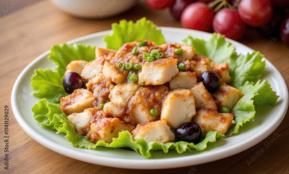 Delicious salad with lettuce and grapes Delicious salad with lettuce and grapes