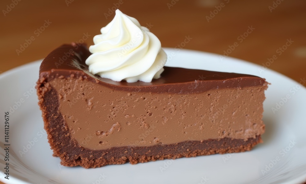 Delicious chocolate mousse pie slice Delicious chocolate mousse pie slice