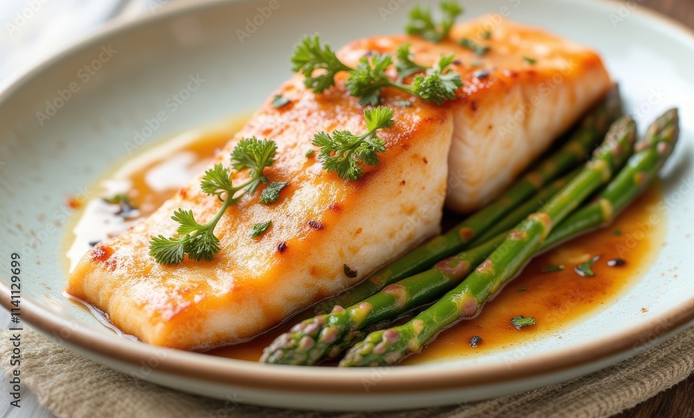 Delicious salmon fillet with asparagus Delicious salmon fillet with asparagus