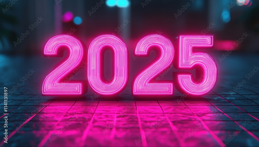 Neon Pink Number Two Thousand Twenty Five Neon Pink Number Two Thousand Twenty Five