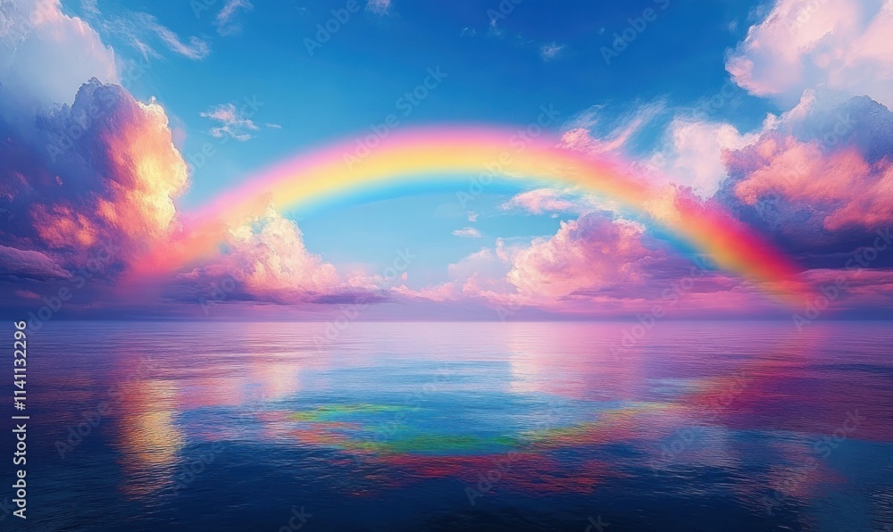Rainbow Over the Ocean Serenity Vibrant Landscape Rainbow Over the Ocean Serenity Vibrant Landscape