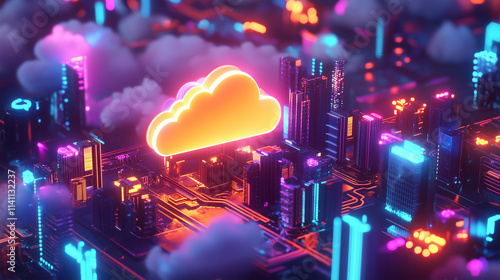 Obraz na płótnie cloud computing security, cloud security, data encryption, AWS security, Azure security, Google Cloud security, 4K, HD