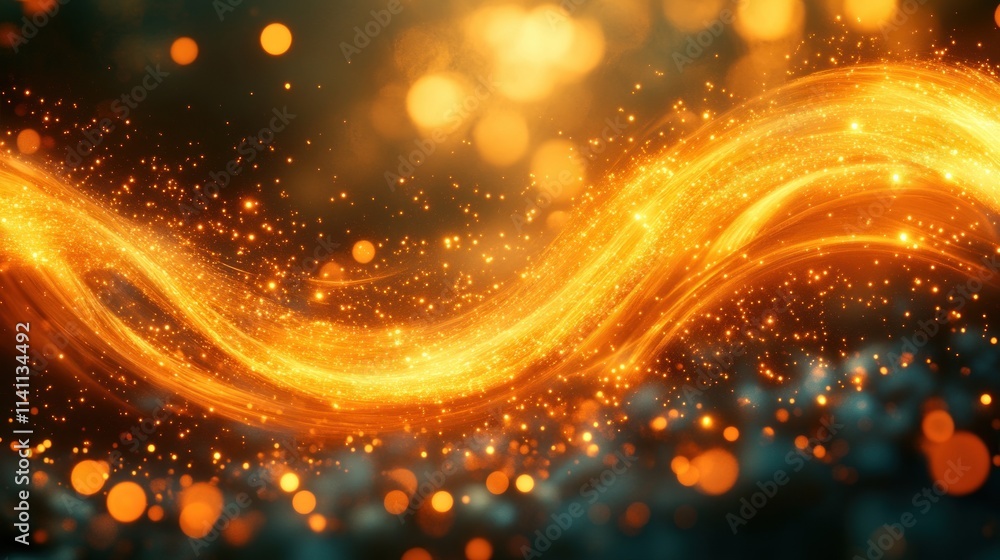 Golden Light Trails Cosmic Dance Abstract Background Golden Light Trails Cosmic Dance Abstract Background