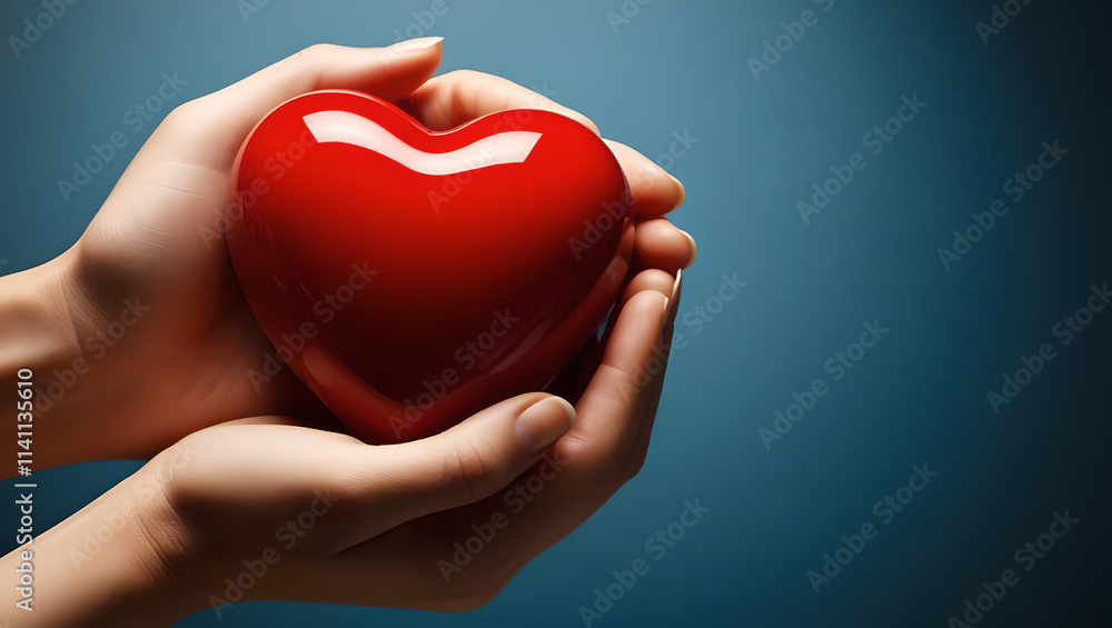 A pair of red hearts in hands symbolize health care, love, and a life full of hope. A pair of red hearts in hands symbolize health care, love, and a life full of hope.