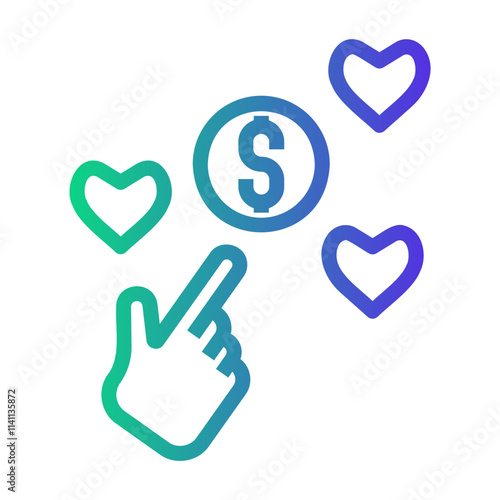 online donation Line Gradient Icon