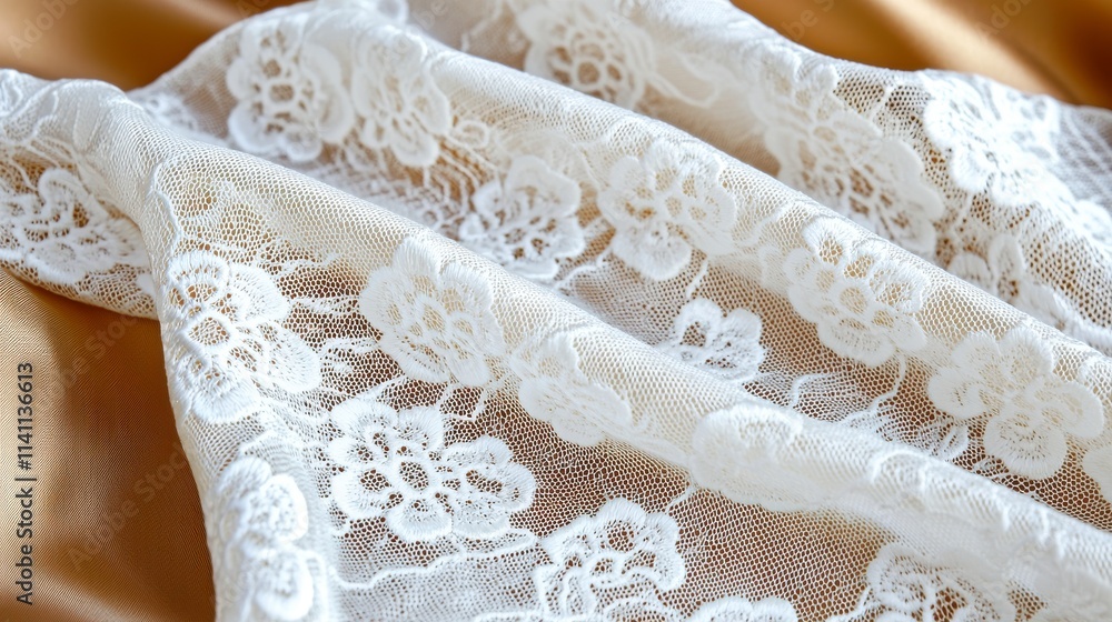 A piece of lace with flowers on it A piece of lace with flowers on it