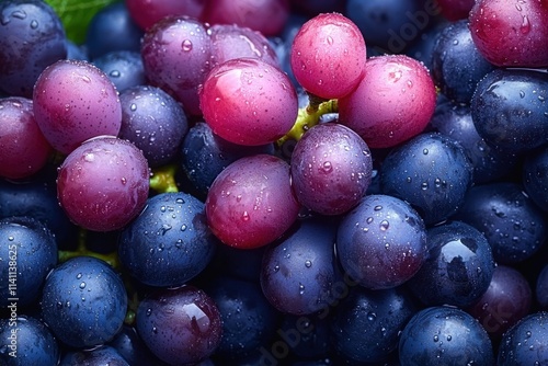 Wallpaper Mural Hyper-realistic close up of fresh ripe grapes with water drops isolated on soft background Torontodigital.ca