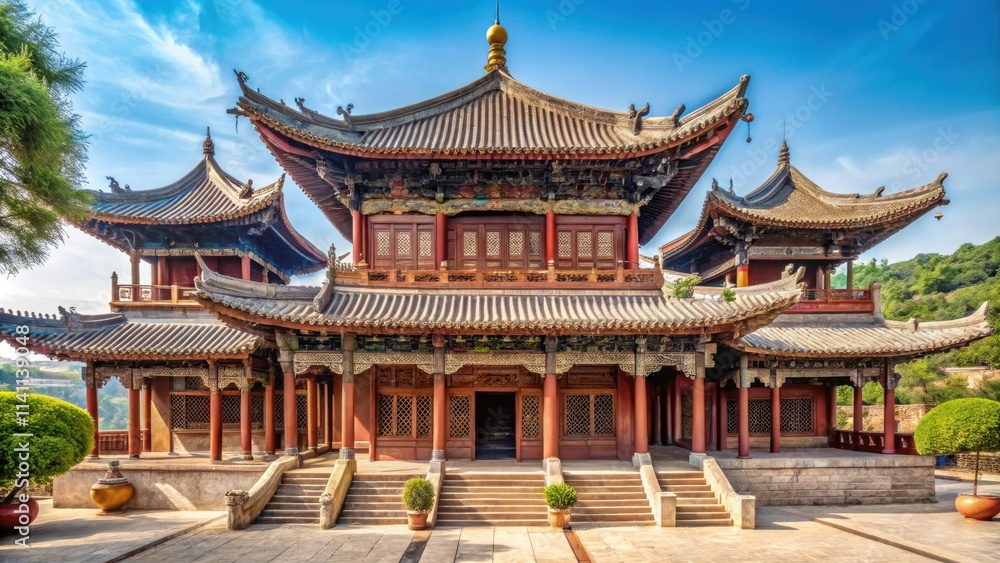 Historic Anle Temple in Changzhi, Shanxi Province with ornate architecture and intricate details, Anle Temple, Changzhi Historic Anle Temple in Changzhi, Shanxi Province with ornate architecture and intricate details, Anle Temple, Changzhi