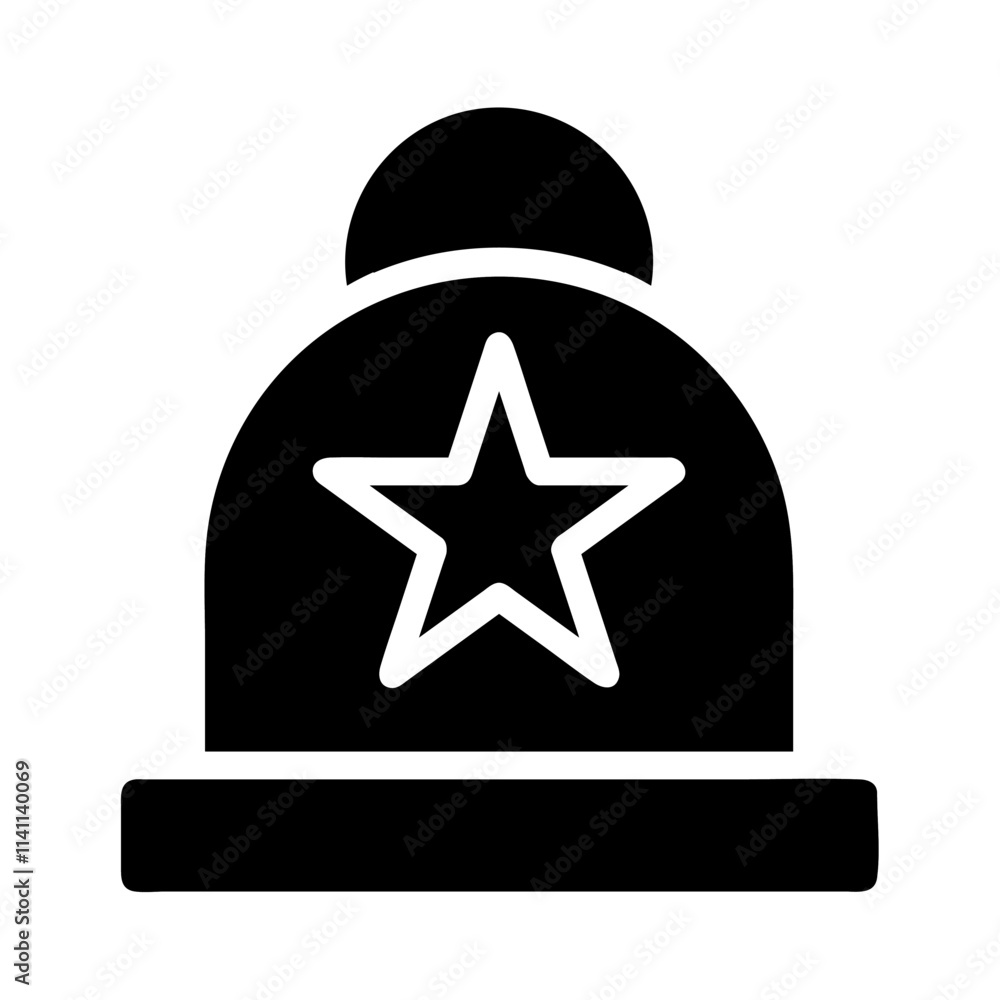 Winter hat with star icon. Concept of fashion, winter, and clothing. Winter hat with star icon. Concept of fashion, winter, and clothing.
