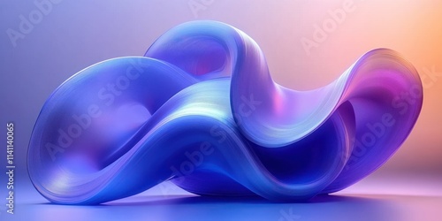 Wallpaper Mural Futuristic Abstract Sculpture with Smooth Curves in Vibrant Blue and Purple Ambient Light Torontodigital.ca
