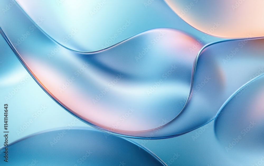 Obraz premium Transparent Curved Shapes with Soft Pastel Lighting and Ethereal Reflections