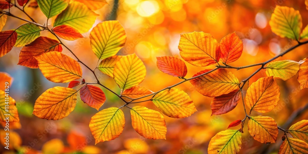 Close up of vibrant autumn beech leaves in the forest , colorful, golden, autumn, seasonal, beech tree, leaves, foliage, nature Close up of vibrant autumn beech leaves in the forest , colorful, golden, autumn, seasonal, beech tree, leaves, foliage, nature