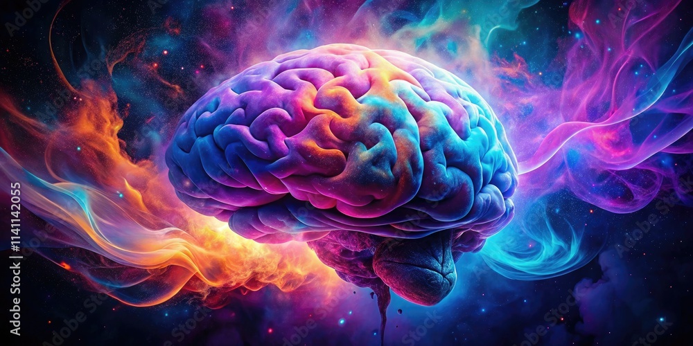 Deep space imagery blends with abstract brain smoke, creating a mysterious, psychedelic neural network visualization of the mind. Deep space imagery blends with abstract brain smoke, creating a mysterious, psychedelic neural network visualization of the mind.
