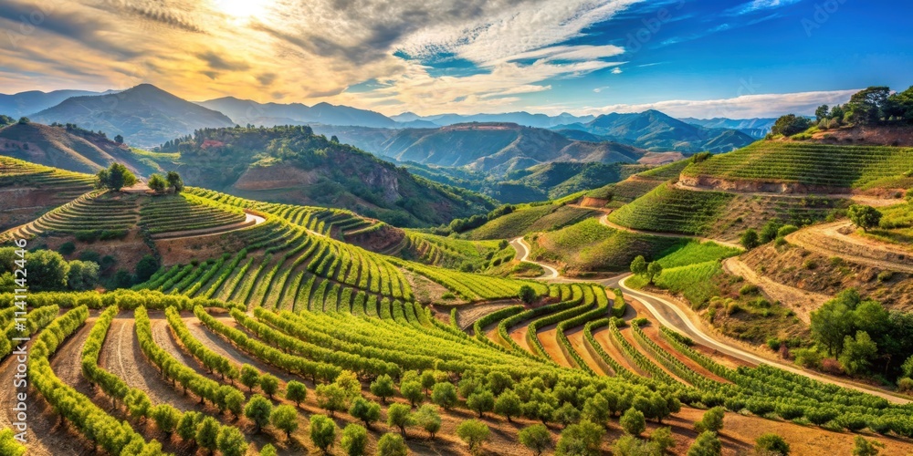 Fototapeta premium Stunning vineyard landscapes in Priorat wine region, Catalonia, vineyards, Priorat, wine region, Catalonia, Tarragona
