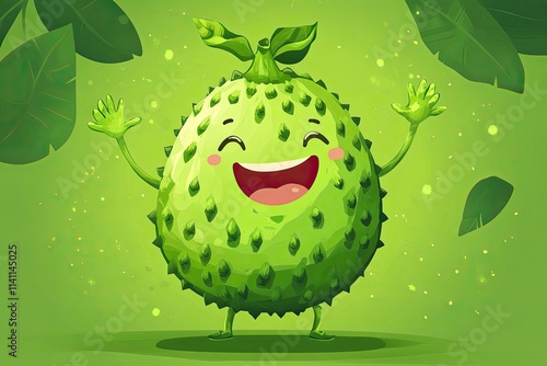 Happy Soursop Character Cartoon Illustration photo