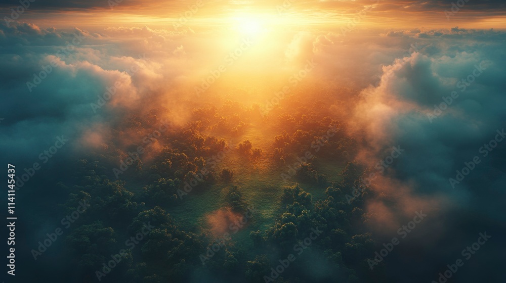 Naklejka premium Green agricultural areas succumbing to aridity and barrenness under the weight of global warming, illustrating the far-reaching impacts of climate change.